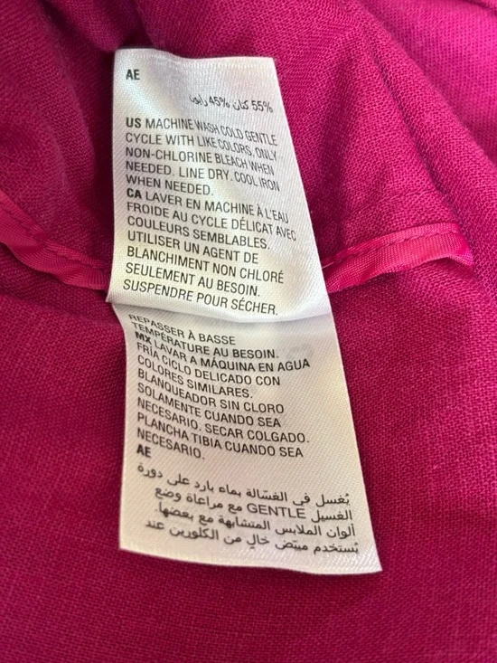 INC International Concepts Cropped Fuchsia Trench Jacket Linen Blend Women’s M - Picture 7 of 7